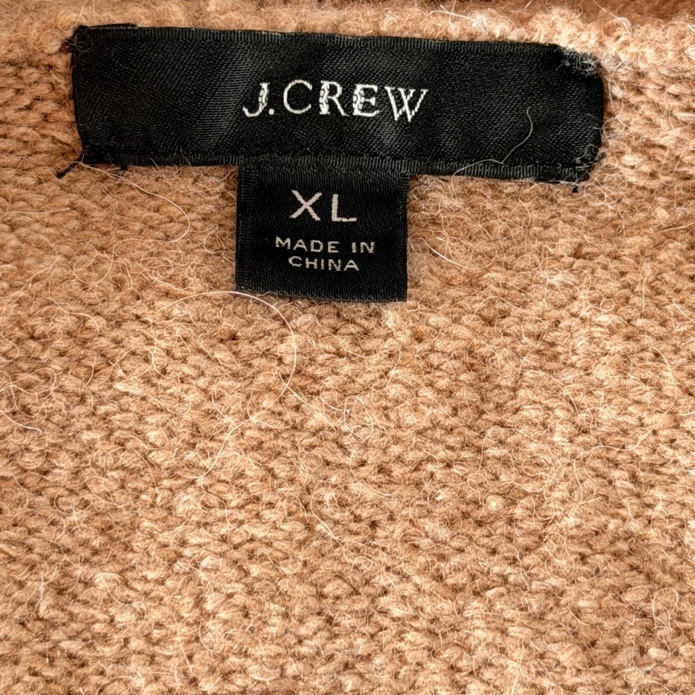 J.Crew Womens XL Merino Wool Alpaca Blend Oversized Cardigan Camel Brown Sweater - Picture 2 of 7